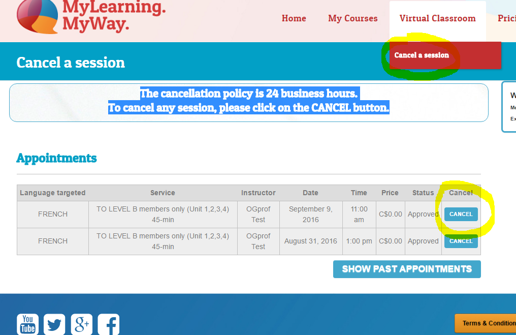 cancellation session