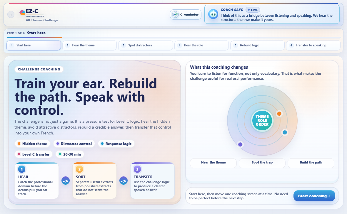 EZ-C challenge coaching screen